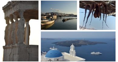 Montagem de 4 fotos tiradas na Grécia