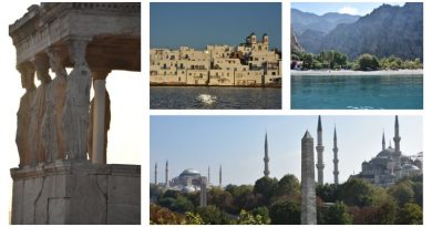 Montagem de 4 fotos tiradas na Grécia e Turquia