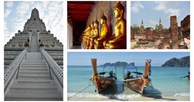 Montagem de 4 fotos tiradas na Tailândia
